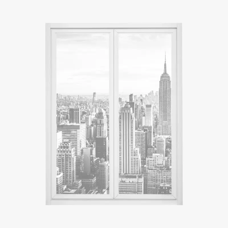 Fensteraufkleber New York panorama in schwarzweiß