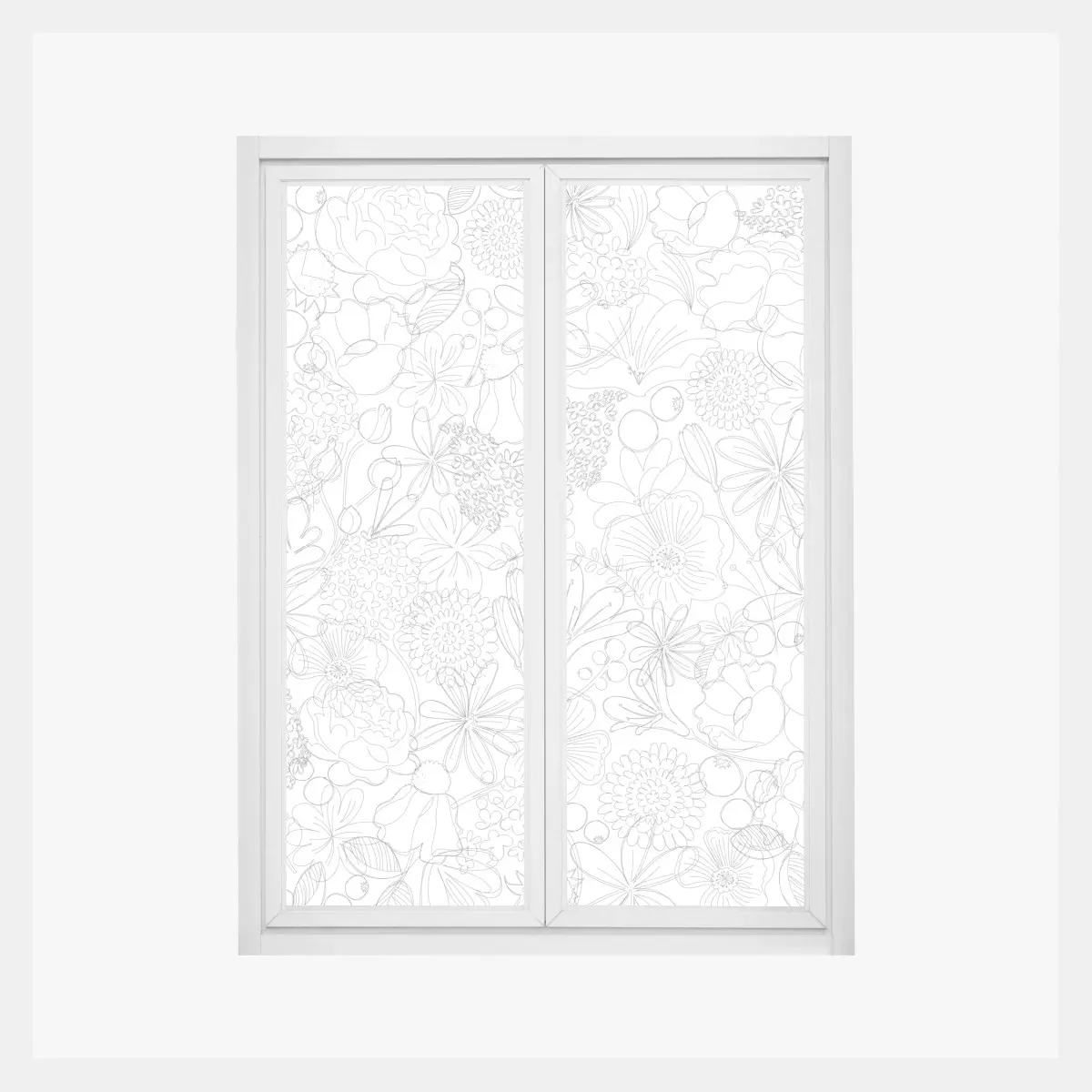Fensteraufkleber zartes handgezeichnetes blumenlinienmuster – Pixers®