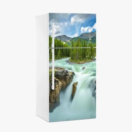 Kühlschrankaufkleber neblige flussklamm bei Upper Sunwapta Falls, Jasper National Park – Pixers®