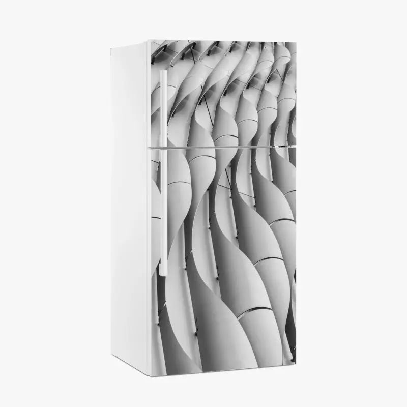 Kühlschrankaufkleber gewelltes architekturmotiv in graustufen