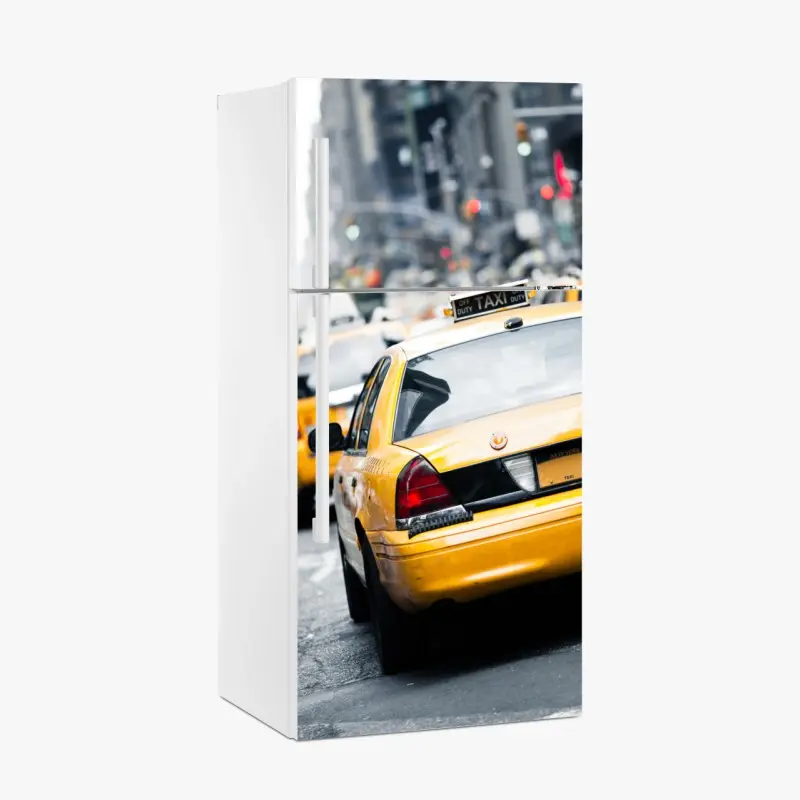 Kühlschrankaufkleber gelbe taxis in einer belebten straße von New York