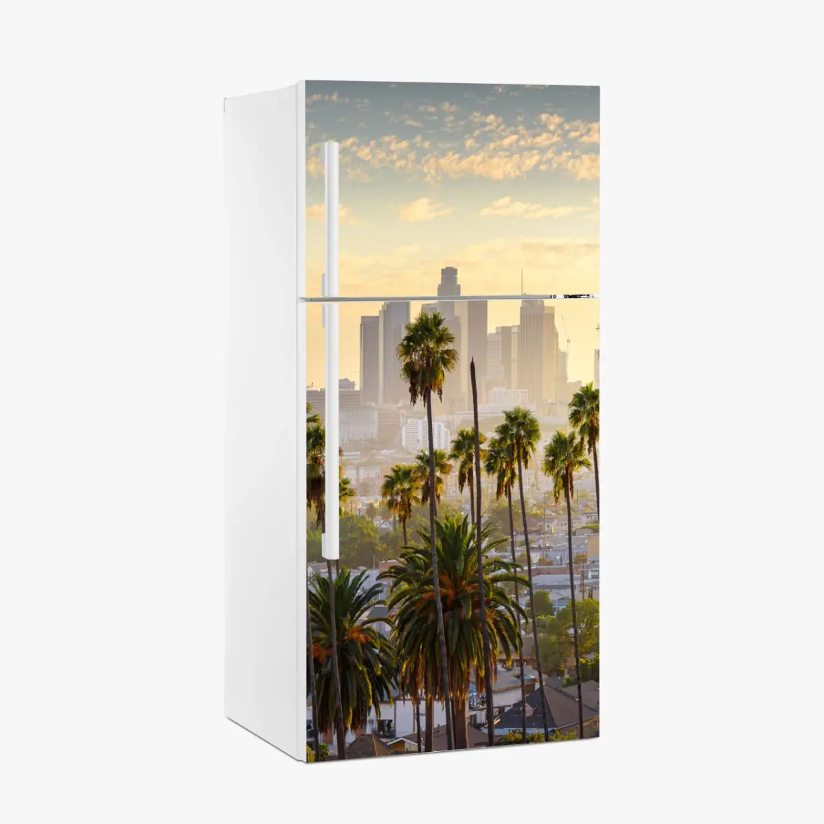 Kühlschrankaufkleber goldene Los Angeles skyline mit palmen – Pixers®