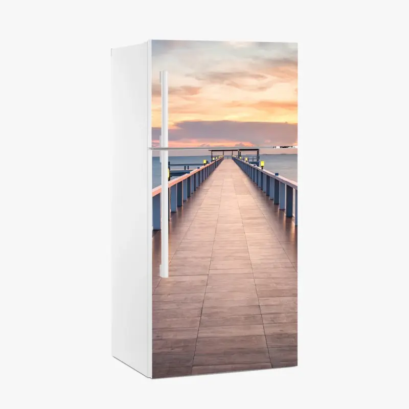 Kühlschrankaufkleber seebrücke bei sonnenuntergang