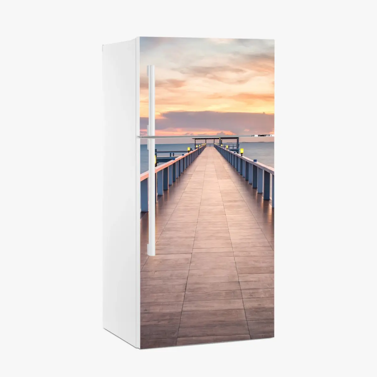 Kühlschrankaufkleber seebrücke bei sonnenuntergang – Pixers®