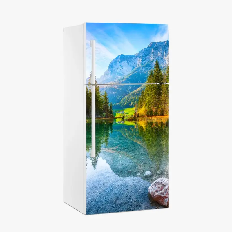 Kühlschrankaufkleber Hintersee herbstliche see- und bergspiegelung