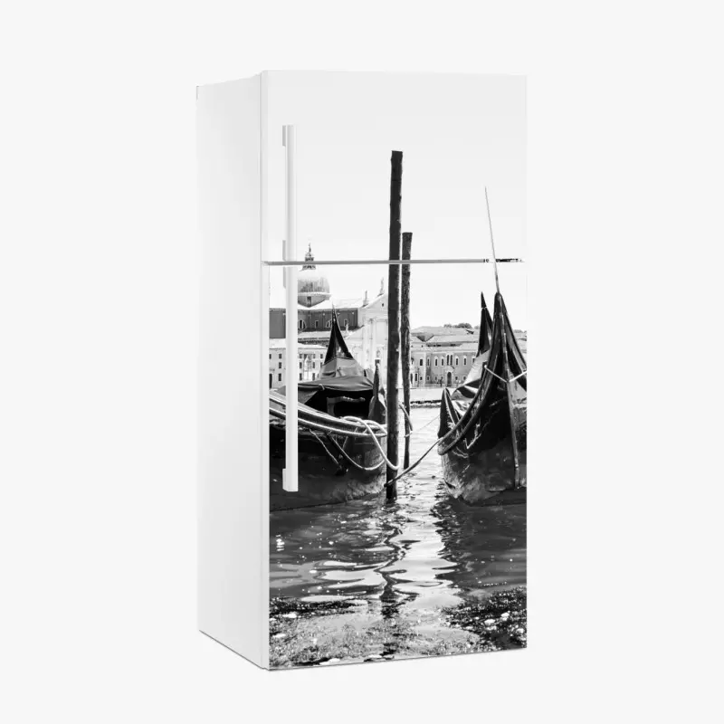 Kühlschrankaufkleber vertäute gondeln in Venedig