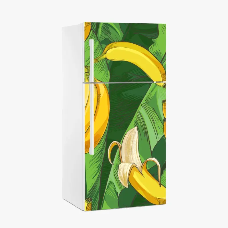 Kühlschrankaufkleber tropisches bananenmuster mit bananenblättern