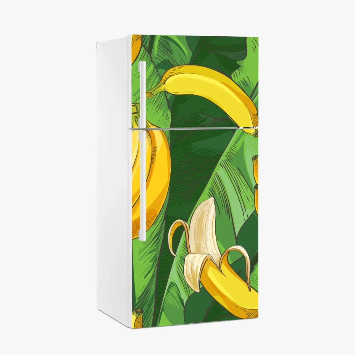 Kühlschrankaufkleber tropisches bananenmuster mit bananenblättern – Pixers®