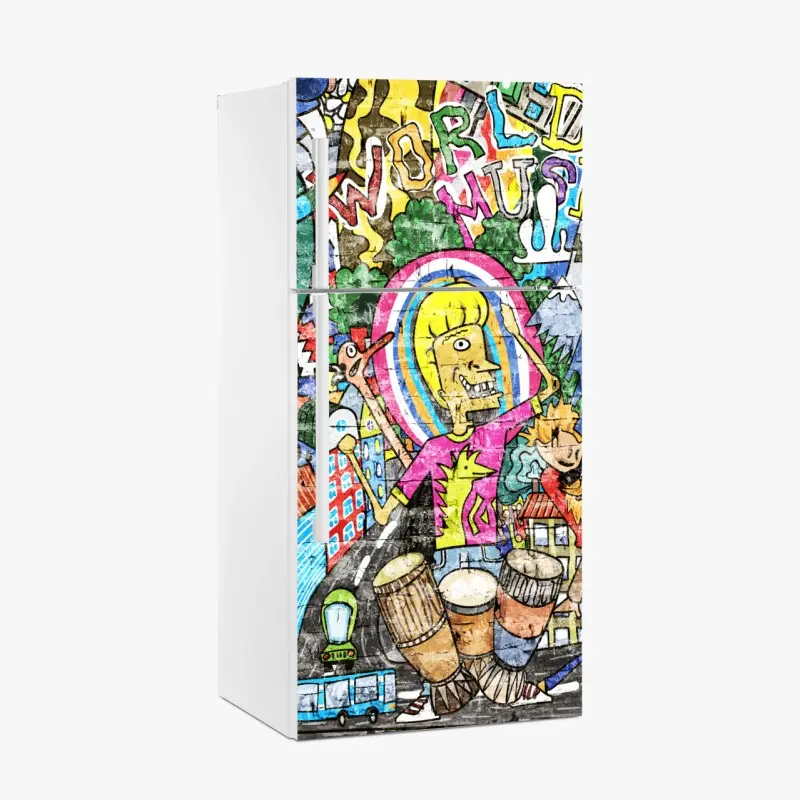 Kühlschrankaufkleber farbenfrohes graffiti-wandbild