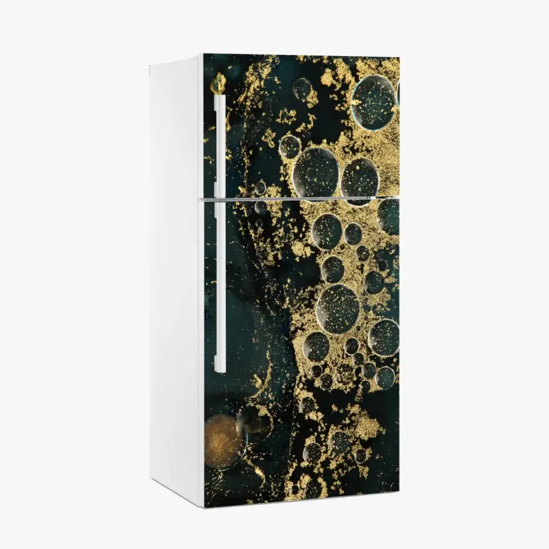 Kühlschrankaufkleber türkis-gold abstrakte marmorierte textur