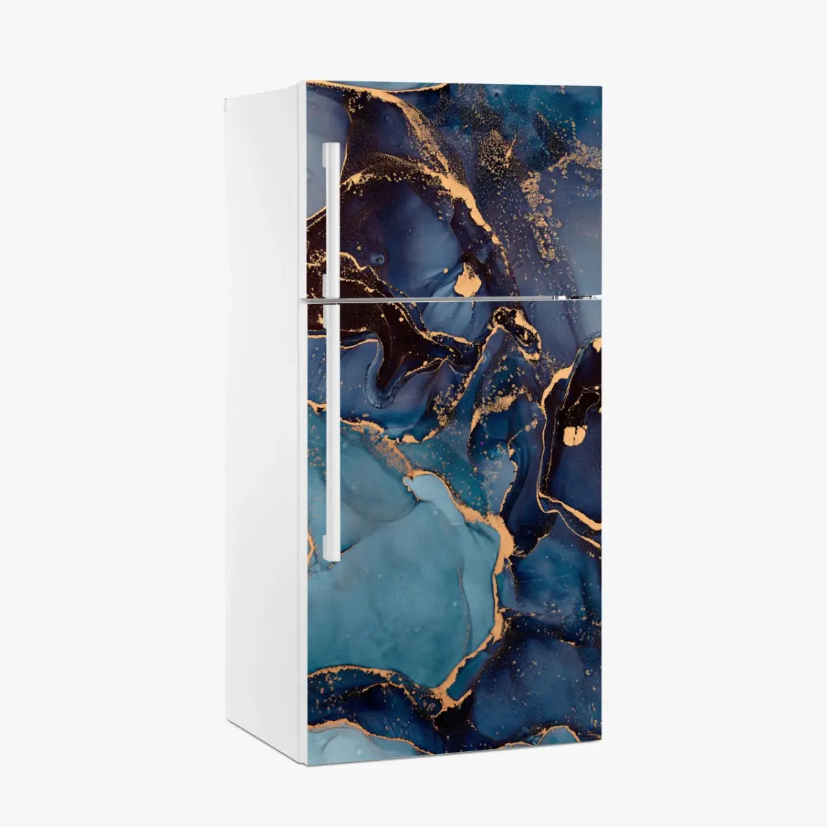 Kühlschrankaufkleber tiefes ozeanblau mit goldadern – Pixers®
