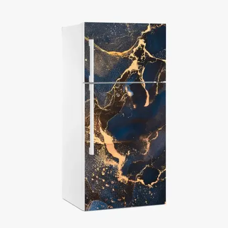 Kühlschrankaufkleber nachtmarmor mit goldenen adern – Pixers®