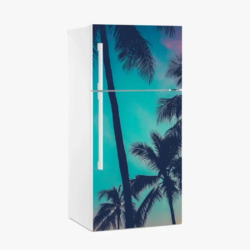 Kühlschrankaufkleber vintage palmen auf Hawaii bei sonnenuntergang