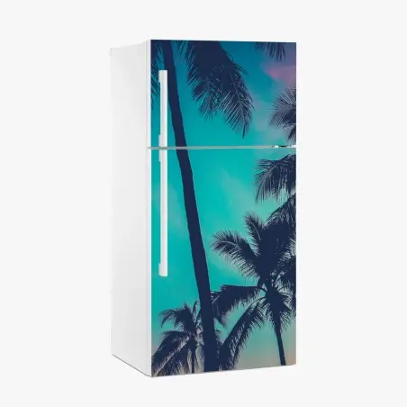 Kühlschrankaufkleber vintage palmen auf Hawaii bei sonnenuntergang – Pixers®