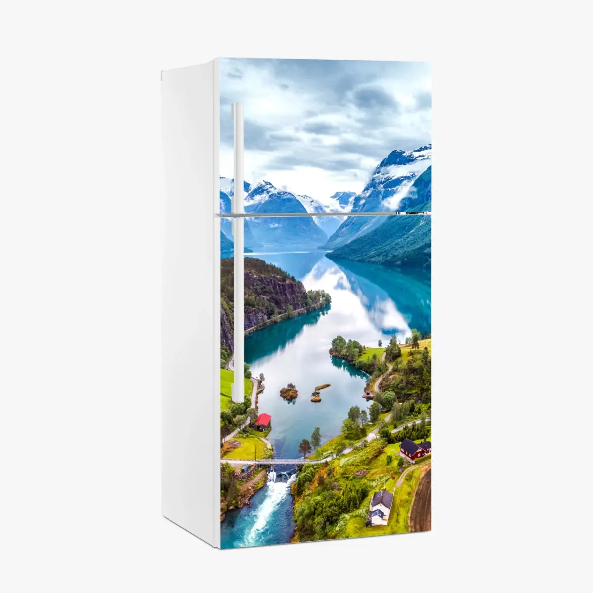 Kühlschrankaufkleber Norwegen fjord aus der luft – Pixers®