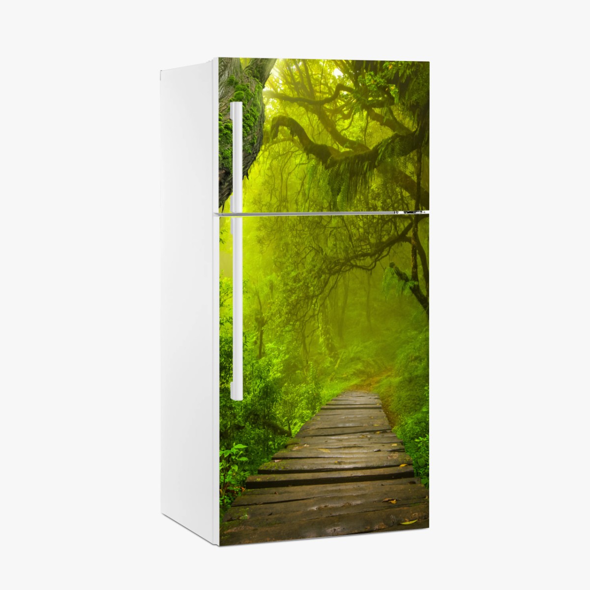 Kühlschrankaufkleber mystischer grüner waldpfad – Pixers®
