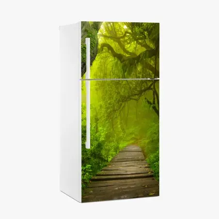 Kühlschrankaufkleber mystischer grüner waldpfad – Pixers®