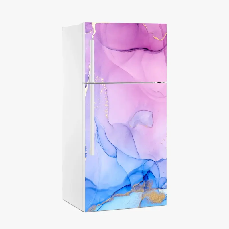 Kühlschrankaufkleber rosa und blaue marmorierte abstraktion