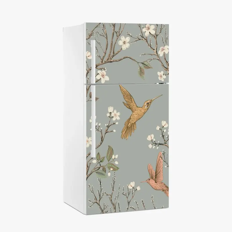 Kühlschrankaufkleber vintage-muster mit kolibris und blüten