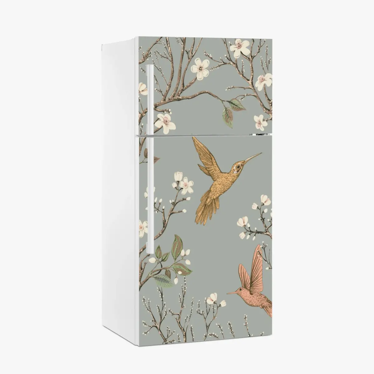 Kühlschrankaufkleber vintage-muster mit kolibris und blüten – Pixers®