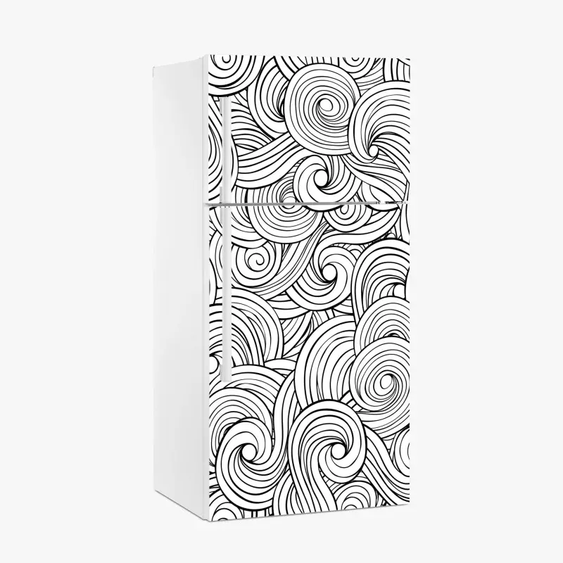 Kühlschrankaufkleber schwarzweißes spiralmuster