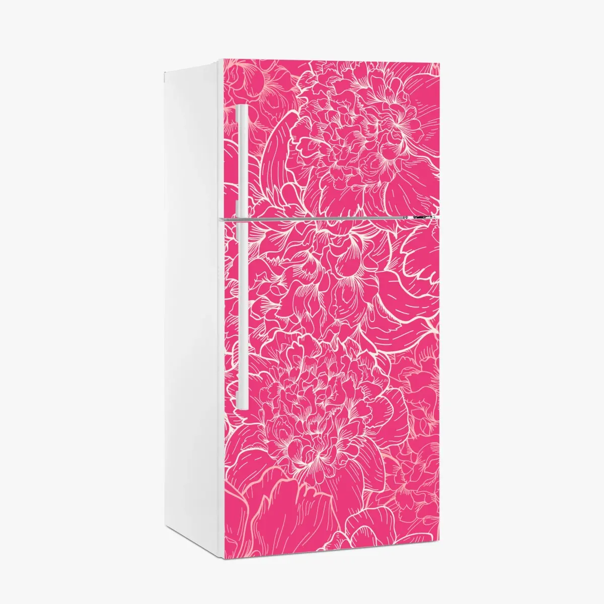 Kühlschrankaufkleber leuchtendes rosa pfingstrosenmuster – Pixers®