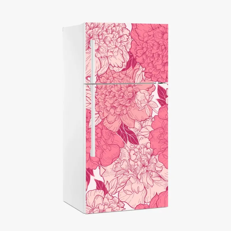 Kühlschrankaufkleber rosa pfingstrosenmuster