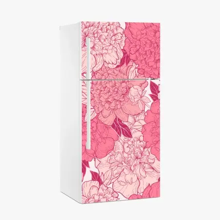 Kühlschrankaufkleber rosa pfingstrosenmuster – Pixers®