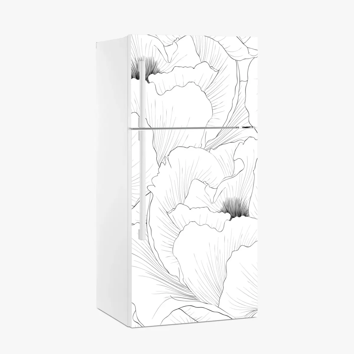 Kühlschrankaufkleber feine botanische linienzeichnung mit blumen – Pixers®