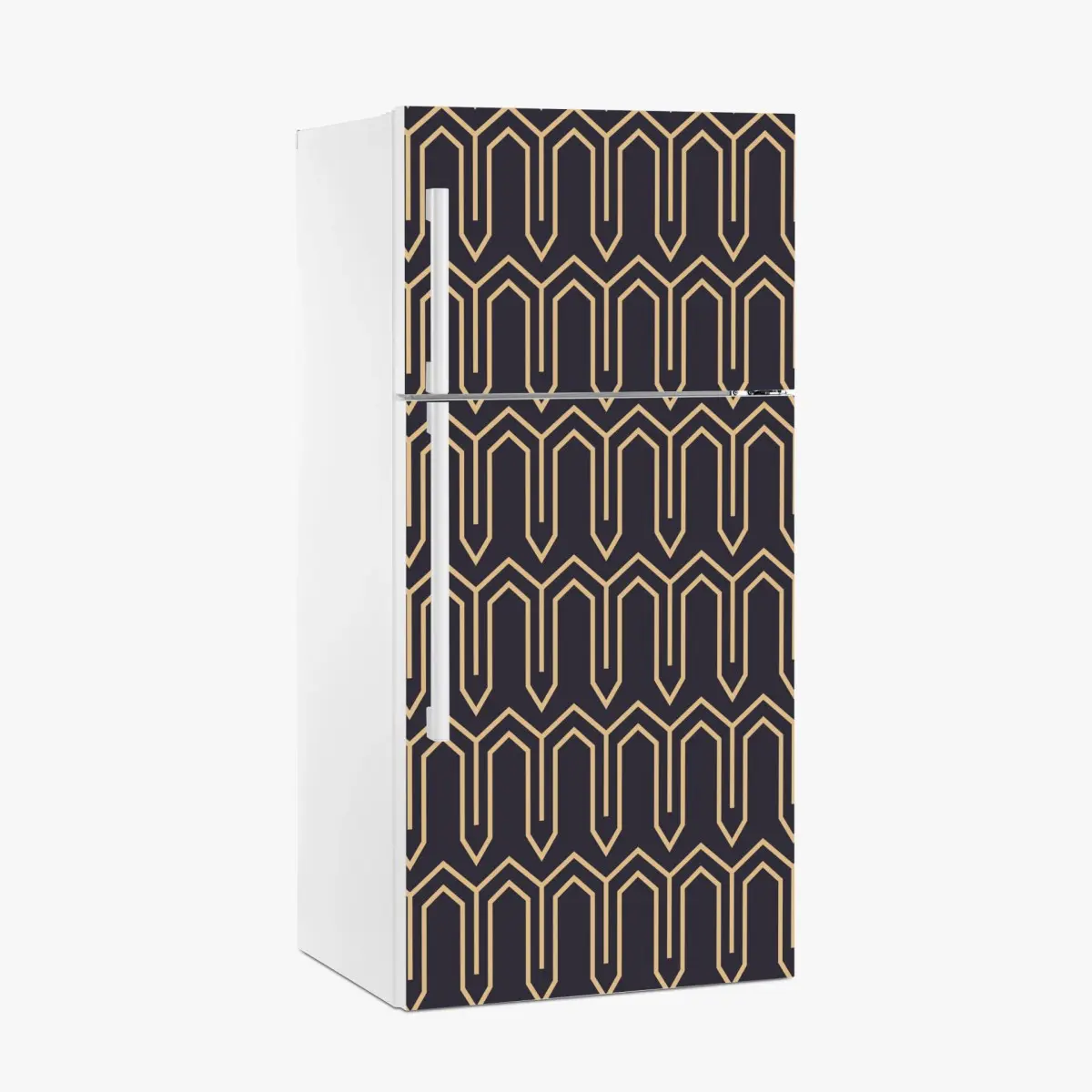 Kühlschrankaufkleber art deco geometrisches muster in gold und schwarz – Pixers®