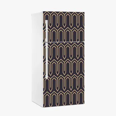 Kühlschrankaufkleber art deco geometrisches muster in gold und schwarz – Pixers®