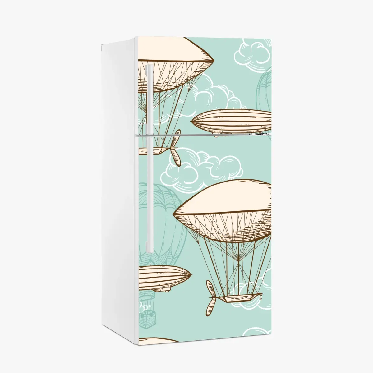 Kühlschrankaufkleber vintage-motiv mit luftschiffen und ballons – Pixers®