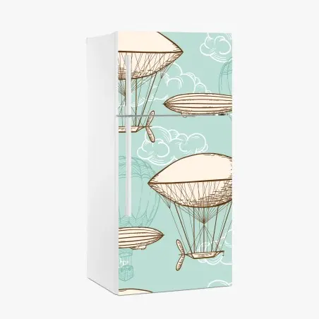 Kühlschrankaufkleber vintage-motiv mit luftschiffen und ballons – Pixers®