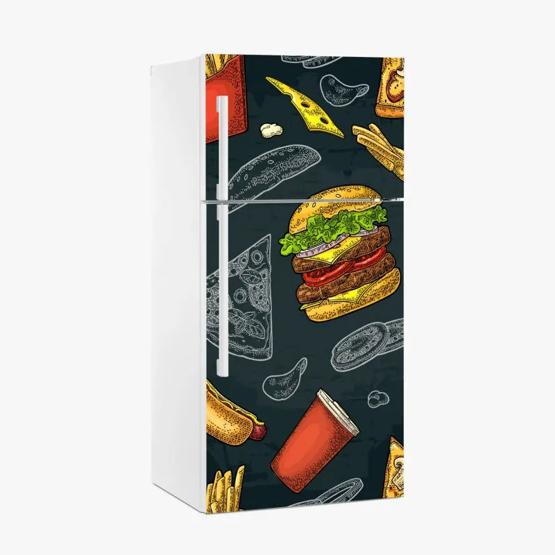 Kühlschrankaufkleber vintage fast-food muster
