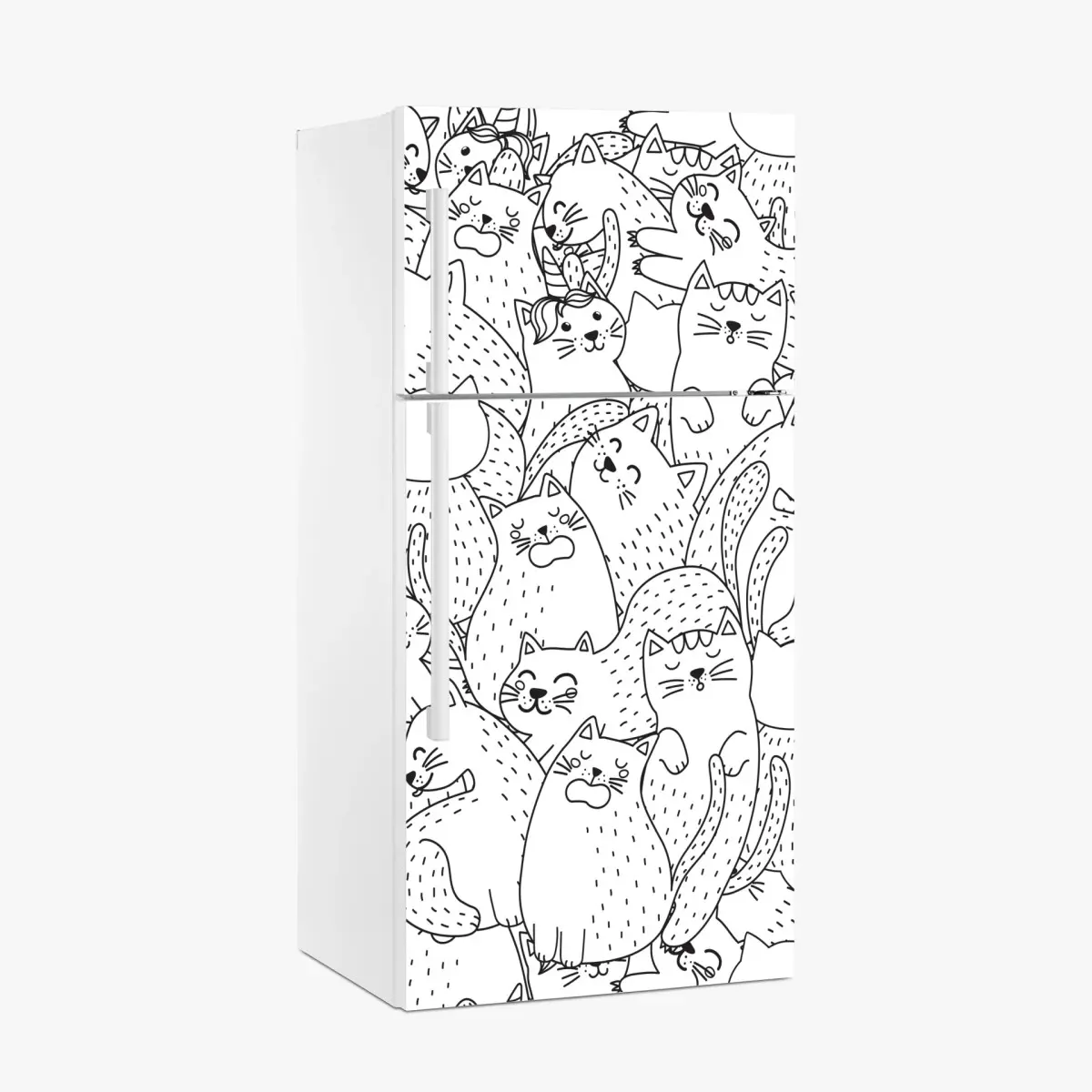 Kühlschrankaufkleber verspieltes katzen-doodle muster – Pixers®