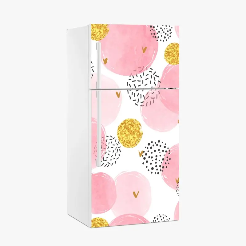 Kühlschrankaufkleber rosa aquarellkreise mit goldenen akzenten
