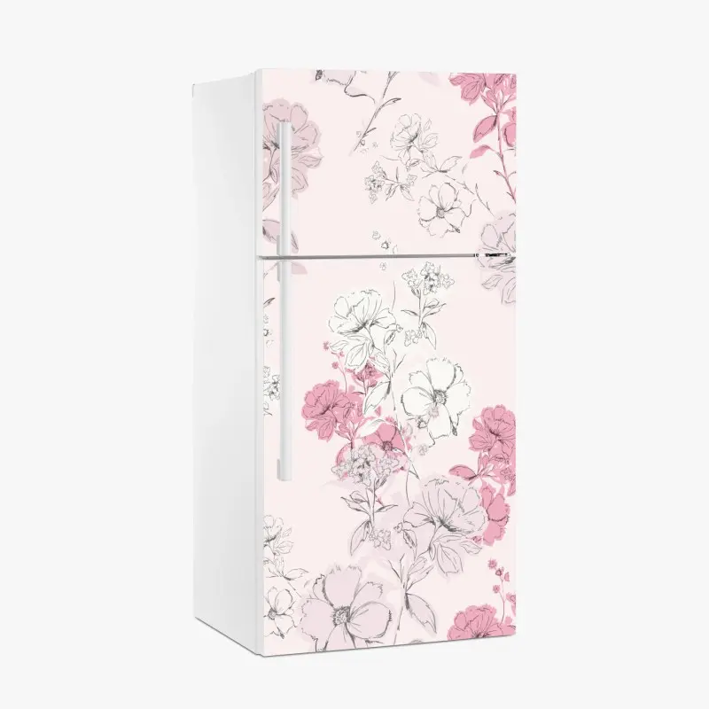Kühlschrankaufkleber zartes rosa blumenmuster