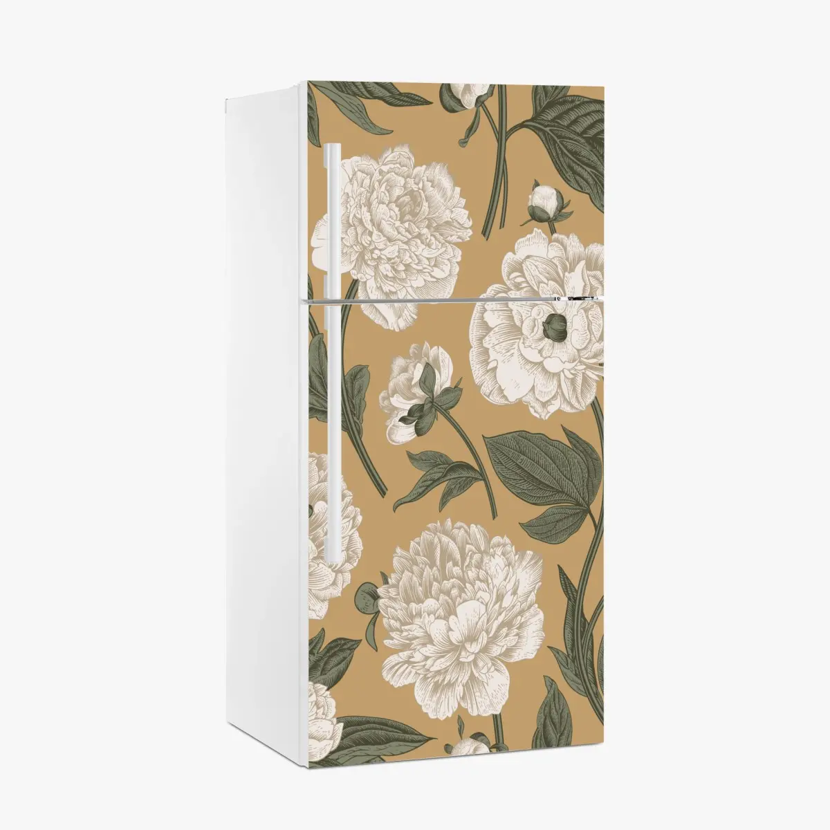 Kühlschrankaufkleber vintage botanisches muster mit pfingstrosen – Pixers®