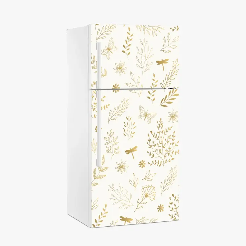 Kühlschrankaufkleber goldenes botanisches muster