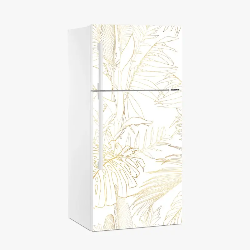 Kühlschrankaufkleber goldene tropische blätter line art