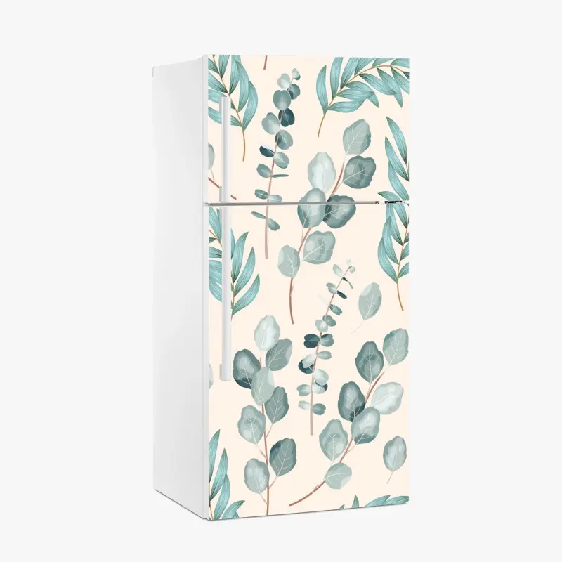 Kühlschrankaufkleber pastell eukalyptus blattmuster