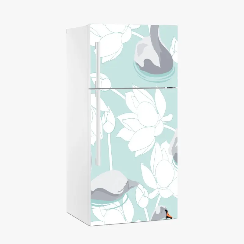 Kühlschrankaufkleber sanfte schwäne und lotusblumen