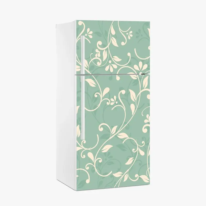 Kühlschrankaufkleber minzfarbiges blumenmuster im vintage-stil