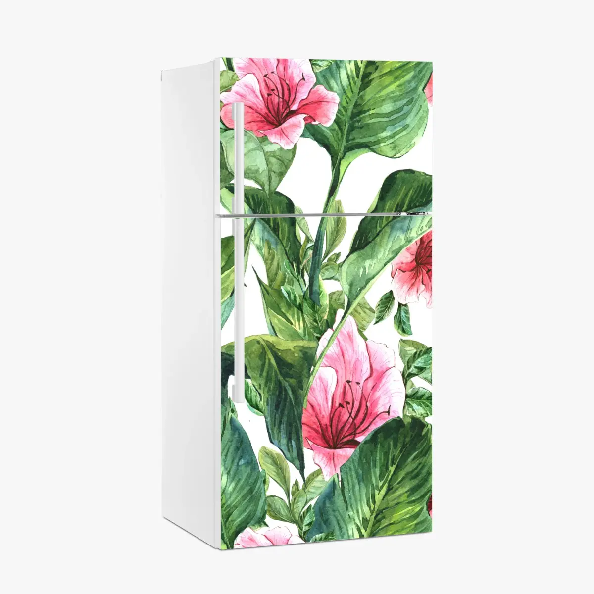 Kühlschrankaufkleber rosa aquarell blumen botanikmotiv – Pixers®