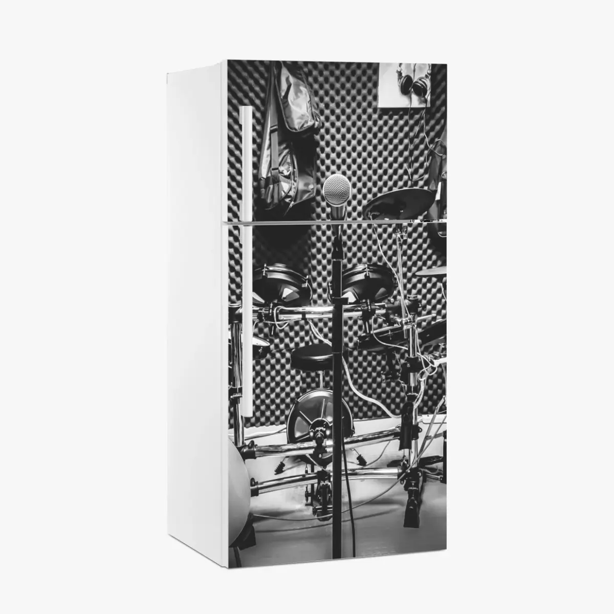 Kühlschrankaufkleber monochromes musikstudio – Pixers®