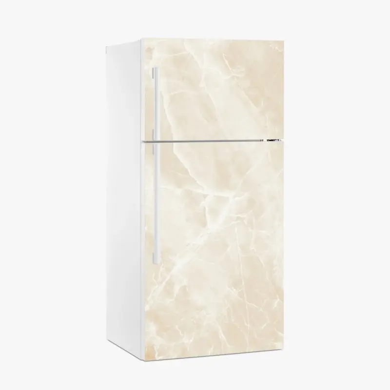 Kühlschrankaufkleber beige marmorstruktur mit weißen adern