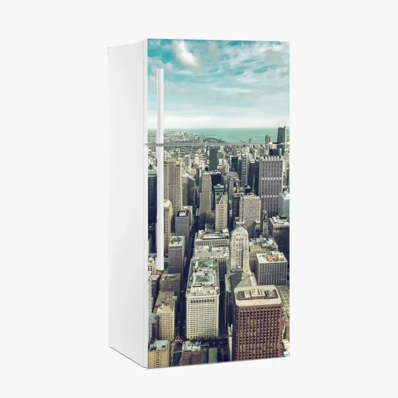 Kühlschrankaufkleber Chicago luftaufnahme skyline in türkis vintage-tönen