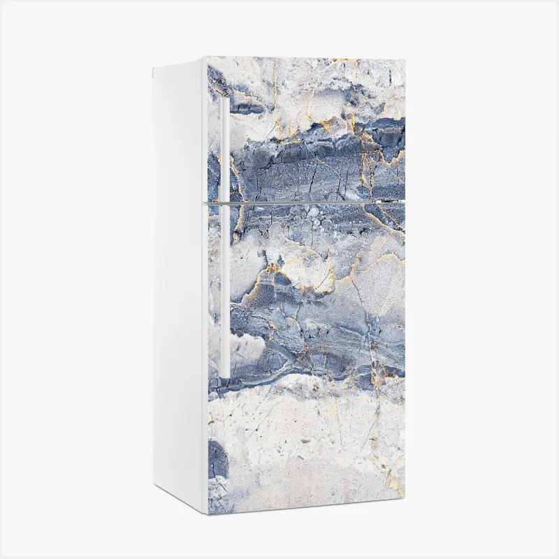 Kühlschrankaufkleber blauer marmor mit goldenen adern