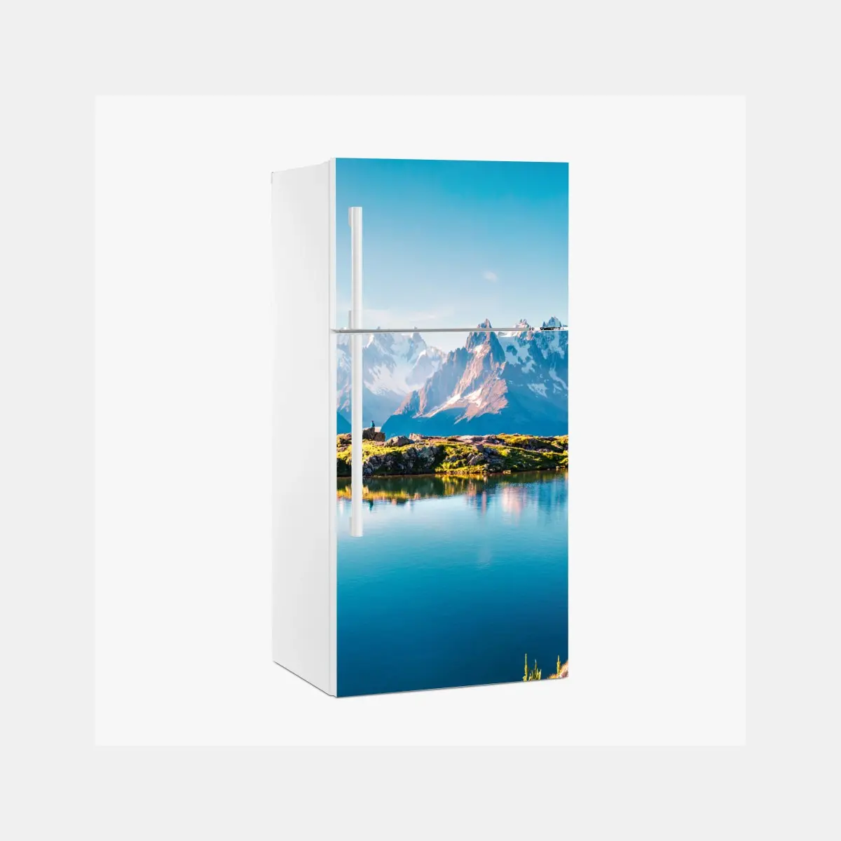 Kühlschrankaufkleber Lac Blanc mit Blick auf Mont Blanc – Pixers®