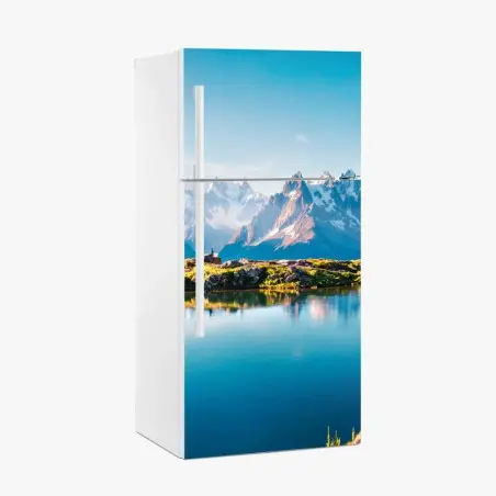 Kühlschrankaufkleber Lac Blanc mit Blick auf Mont Blanc – Pixers®